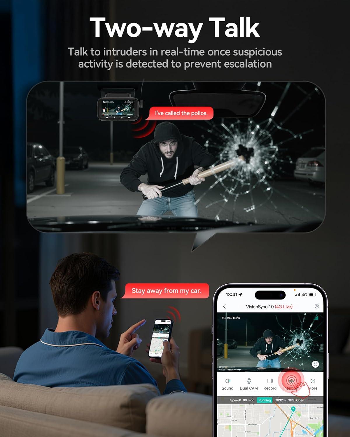 imageREDTIGER 4G LTE Dash Cam Front and Rear Remote Live View 6Month Trial Plan 25K1080P Car Camera with Instant APP Alerts Cloud Storage Builtin ATampampT SIM 32GB Card Parking ModeampampHardwire Kit