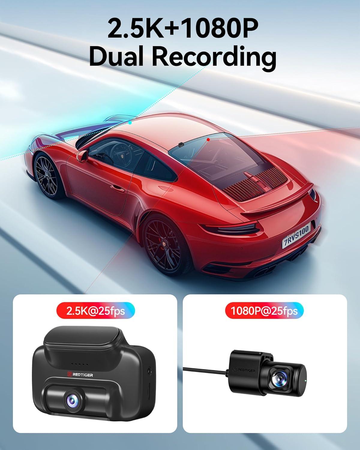 imageREDTIGER 4G LTE Dash Cam Front and Rear Remote Live View 6Month Trial Plan 25K1080P Car Camera with Instant APP Alerts Cloud Storage Builtin ATampampT SIM 32GB Card Parking ModeampampHardwire Kit