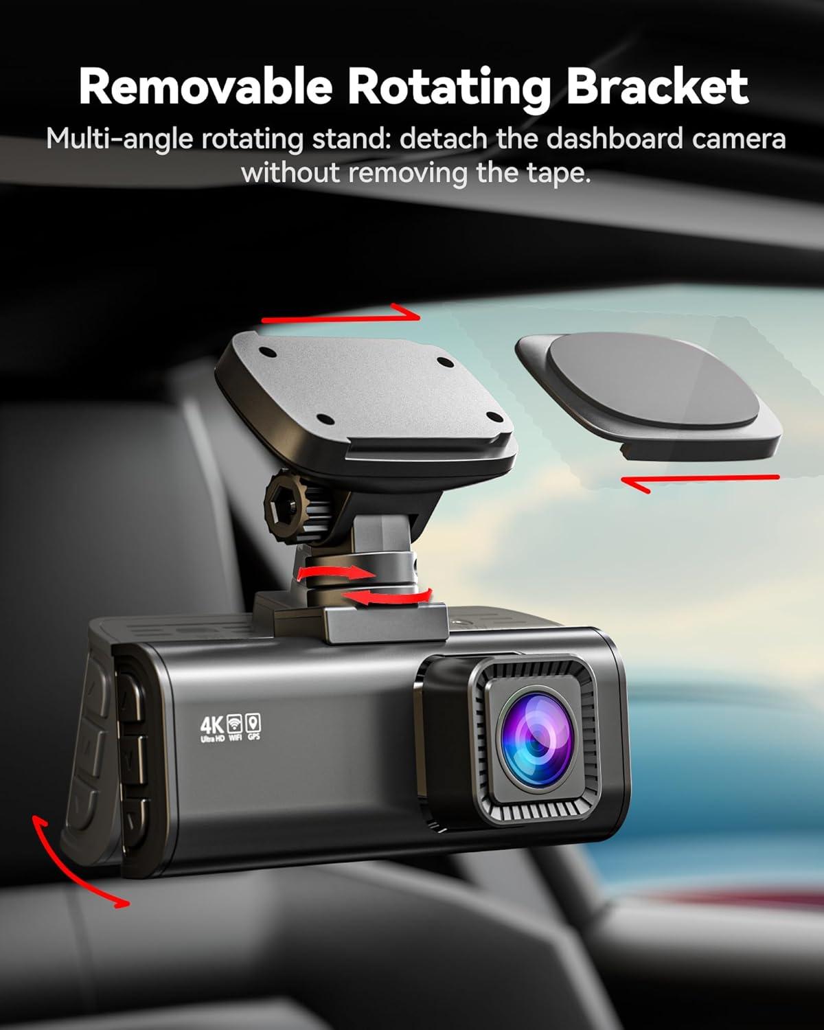 imageREDTIGER 4K Dash Cam Front and Rear STARVIS 2 Sensor 64GB Card Included 4K25K1080P Dual Dash Camera for Cars Builtin WiFi GPS 318 Inch IPS Screen 170 Wide Angle Parking Monitor F7N Pro