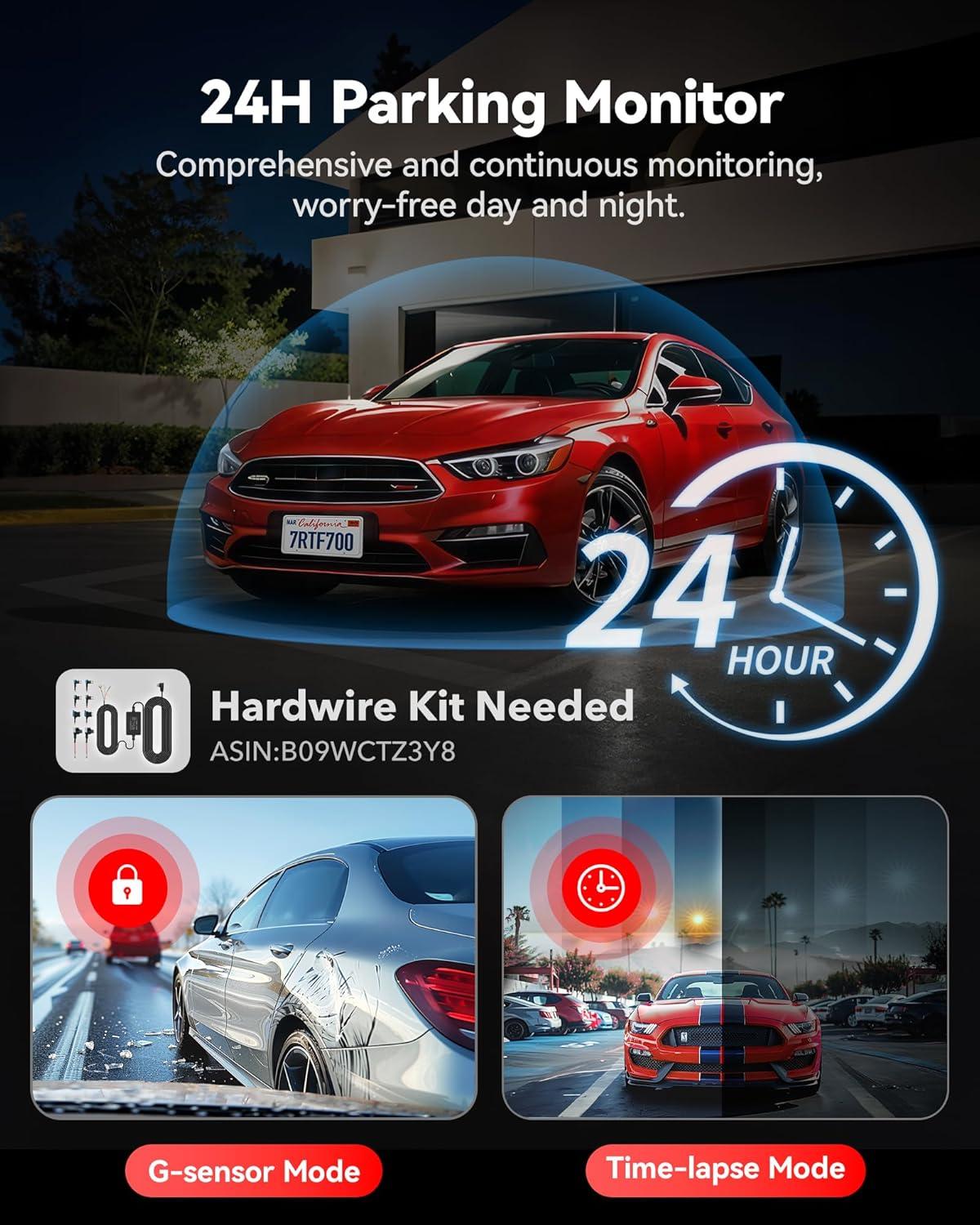 imageREDTIGER 4K Dash Cam Front and Rear STARVIS 2 Sensor 64GB Card Included 4K25K1080P Dual Dash Camera for Cars Builtin WiFi GPS 318 Inch IPS Screen 170 Wide Angle Parking Monitor F7N Pro