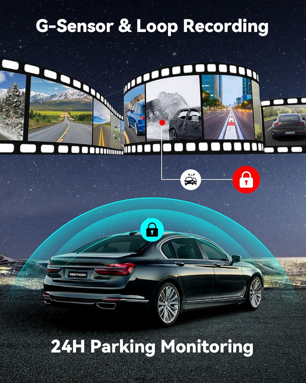 imageREDTIGER Dashcams 4K Car Camera Front UHD 2160P with WiFi GPS 316quot LCD Screen Dash Camera for Cars with Night Vision170 Wide Angle Dashboard Cam Recorder GSensor Parking Monitor