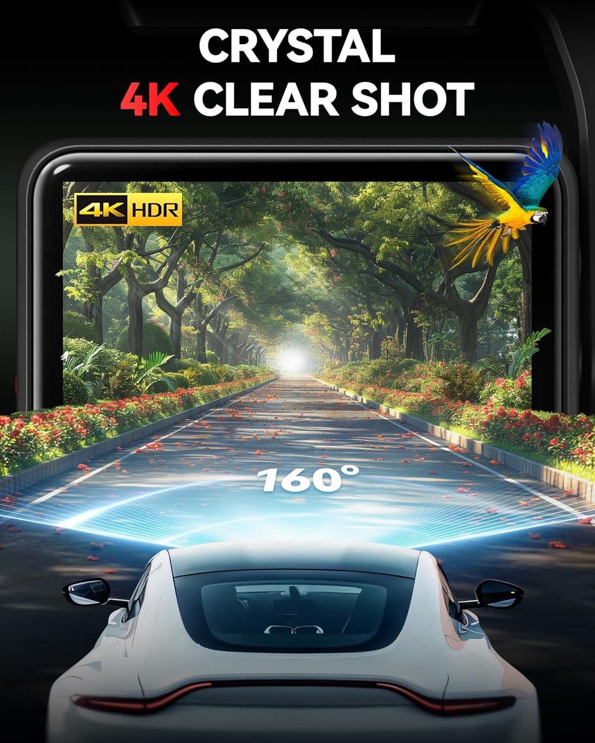 imageREDTIGER F4 4K Dash Cam Front 22 inch Mini Car Camera 2160P UHD Touch Screen Voice Control Included 32GB Card Night Vision Builtin GPS WiFi APP Control Loop Recording 24H Parking Monitor