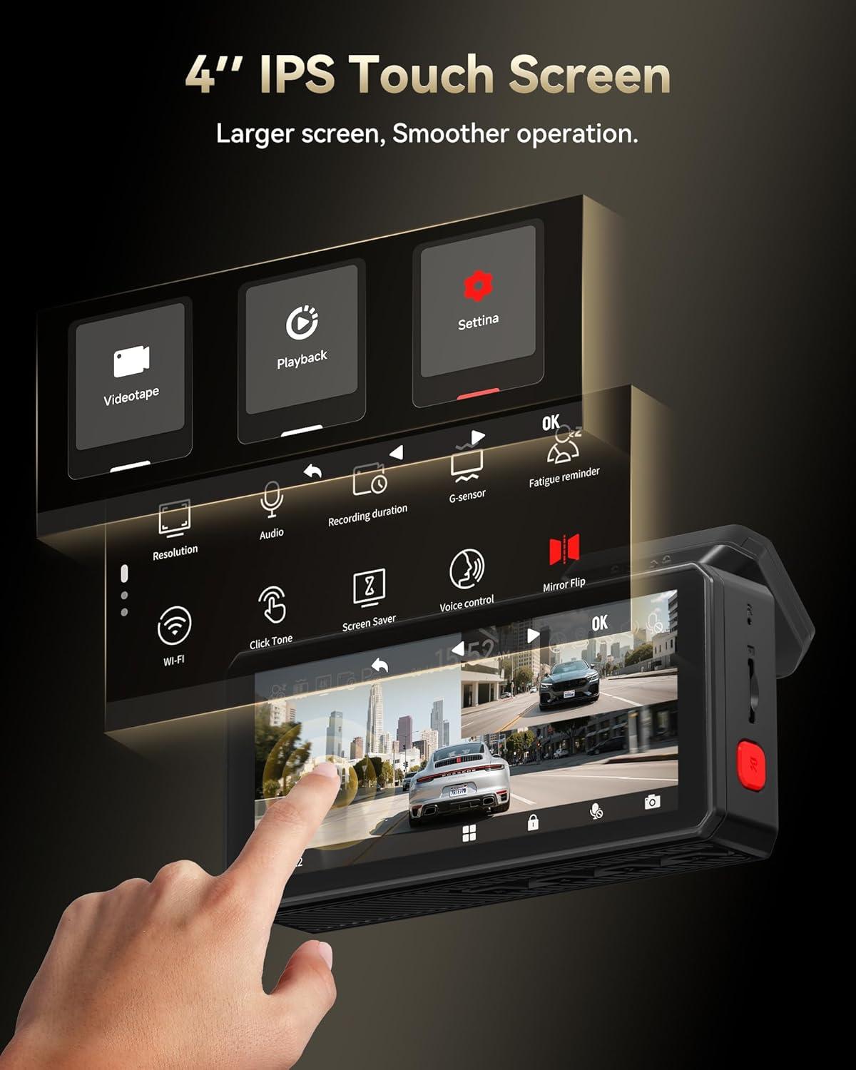 imageREDTIGER F77 4K4K Dash Cam Front and Rear Dual STARVIS 2 IMX678 HDR Builtin 128GB eMMC Voice Control Dash Camera for Cars with 58GHz WiFi 4 Touch Screen GPS Night Vision 24H Parking ModeF77 V1128GB eMMC