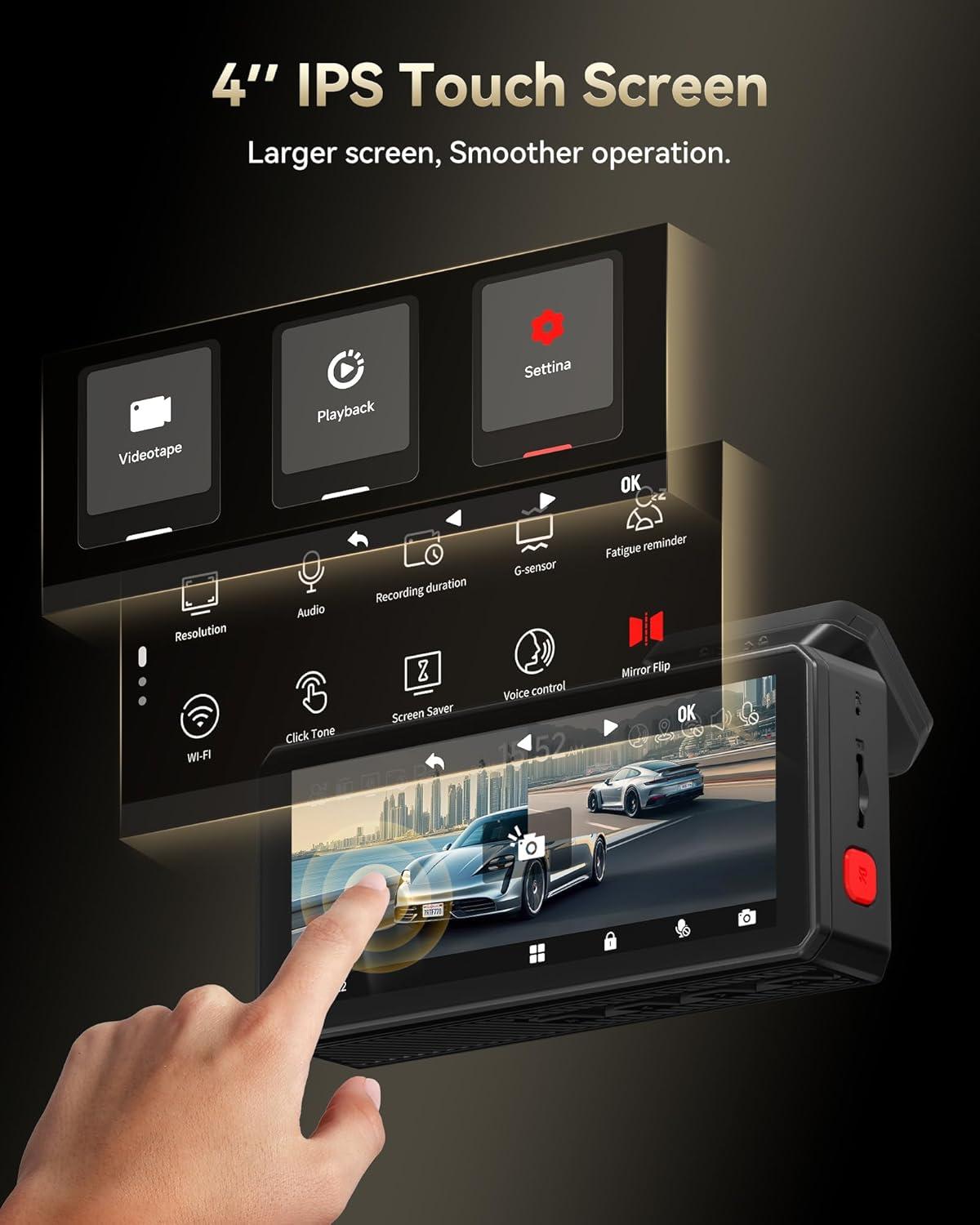 imageREDTIGER F77 4K4K Dash Cam Front and Rear Dual STARVIS 2 IMX678 HDR Builtin 128GB eMMC Voice Control Dash Camera for Cars with 58GHz WiFi 4 Touch Screen GPS Night Vision 24H Parking ModeF77 V2256GB eMMC