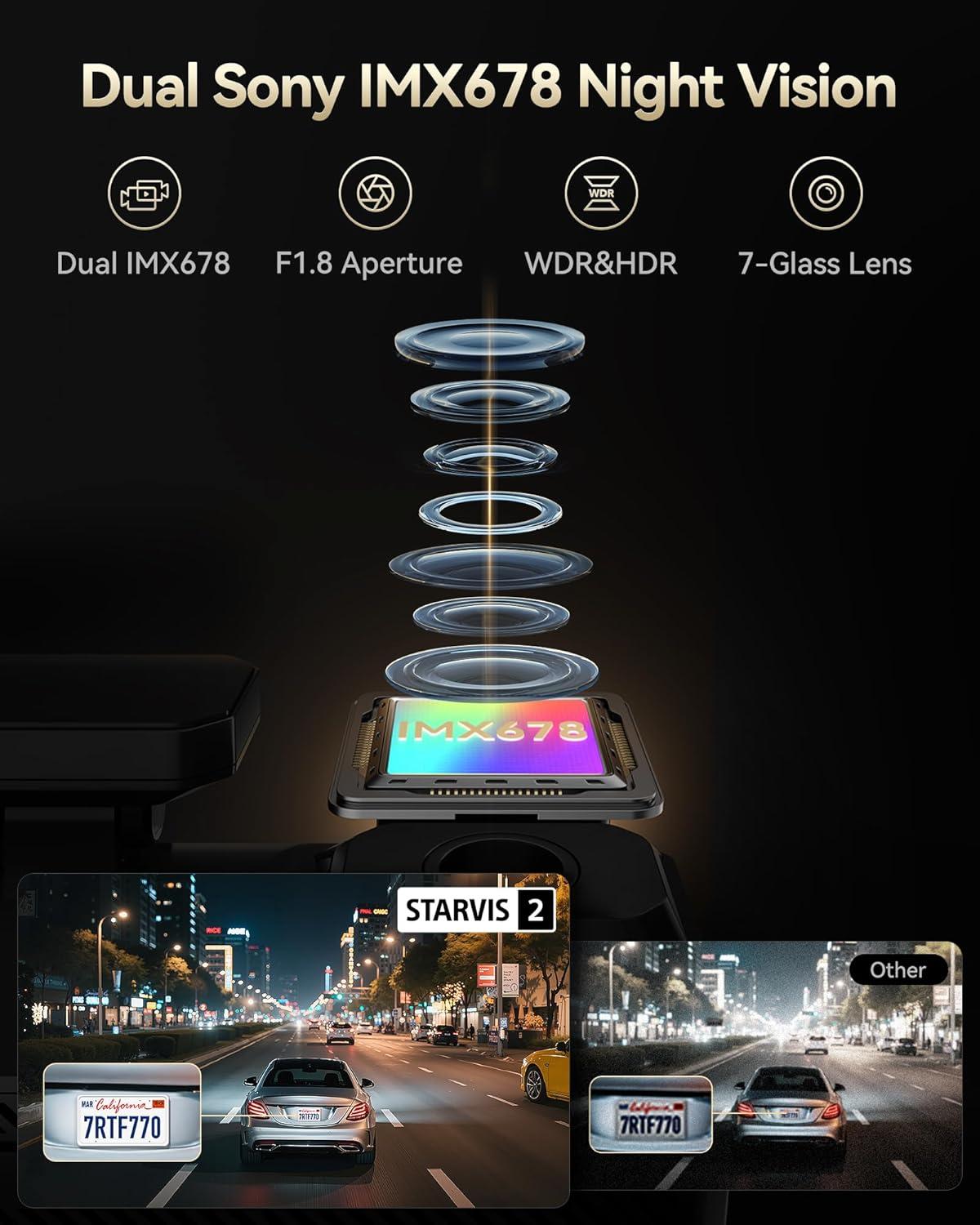 imageREDTIGER F77 4K4K Dash Cam Front and Rear Dual STARVIS 2 IMX678 HDR Builtin 128GB eMMC Voice Control Dash Camera for Cars with 58GHz WiFi 4 Touch Screen GPS Night Vision 24H Parking ModeF77 V1128GB eMMC