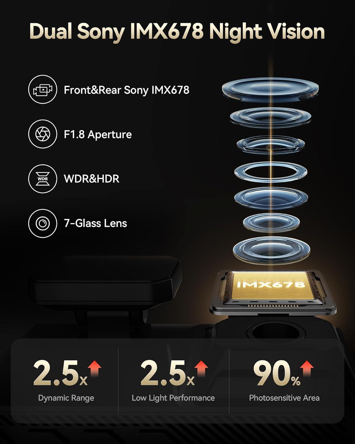 imageREDTIGER F77 4K4K Dash Cam Front and Rear Dual STARVIS 2 IMX678 HDR Builtin 128GB eMMC Voice Control Dash Camera for Cars with 58GHz WiFi 4 Touch Screen GPS Night Vision 24H Parking ModeF77 V2256GB eMMC