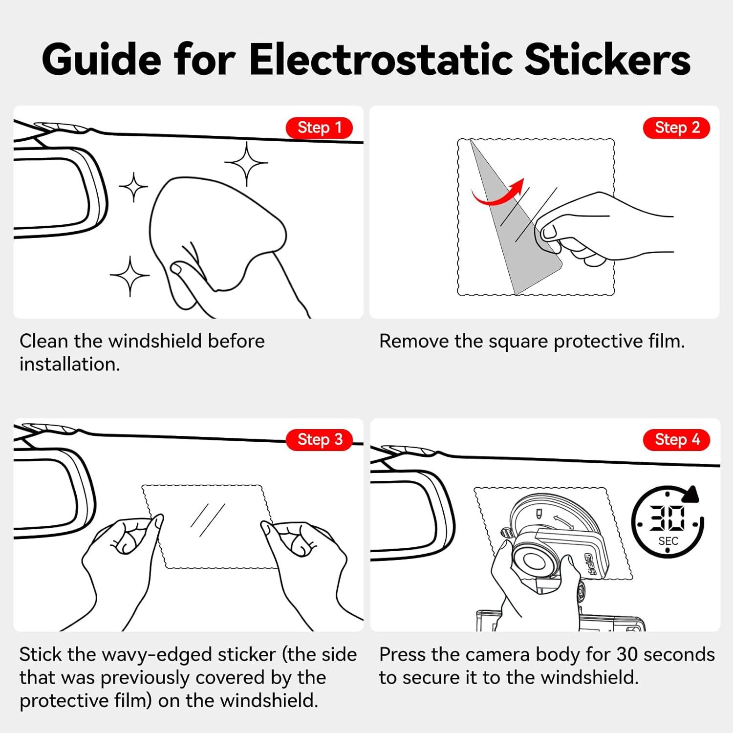 imageREDTIGER Round DoubleSided Adhesive Pad and Electrostatic StickersSuitable for Dash Cam Suction Cup MountingEnhanced Safety and Stability on Car Windshield Mount