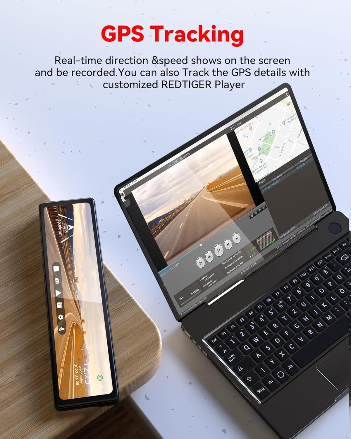 imageREDTIGER T27 Mirror Dash Cam Front and Rear 4K25K Rear View Mirror Camera 11quot UHD Touch Screen Rearview Mirror Backup Camera Night Vision GPS Reverse Assistance Parking Monitor 32GB Card