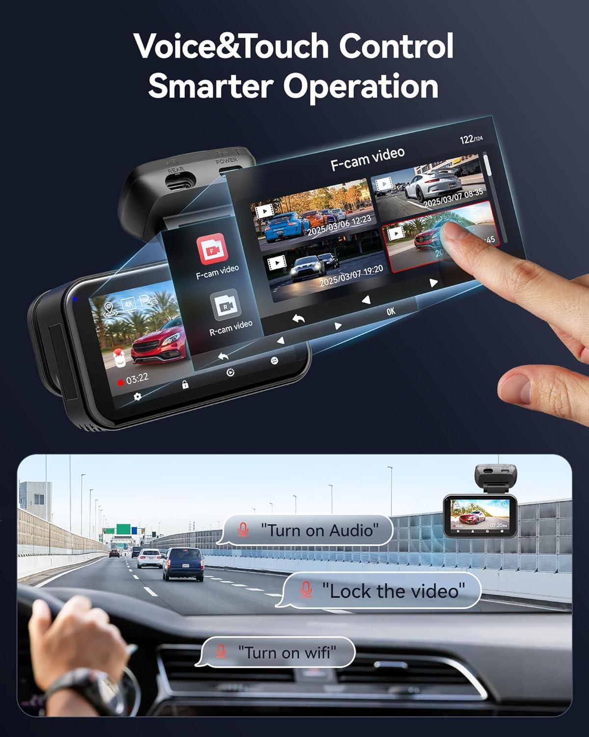 imageREDTIGER ViewClear 70 4K25K Dash Cam Front and Rear STARVIS 2 IMX678 x Wondrix Sensor Dual HDR Hyper Night Clarity 58GHz WiFi 6 30MBS Fast Download Dash Camera with 24H Parking Monitor