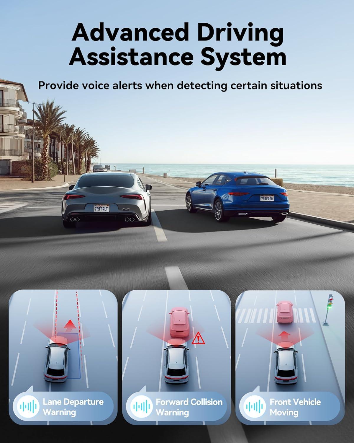 imageREDTIGER 4K Dash Cam Front ADAS Builtin WiFi GPS Mini Hidden Dash Camera for Cars with G Sensor 24H Parking Monitor Free 32GB Memory Card APP Control Loop Recording Night Vision F9 Lite