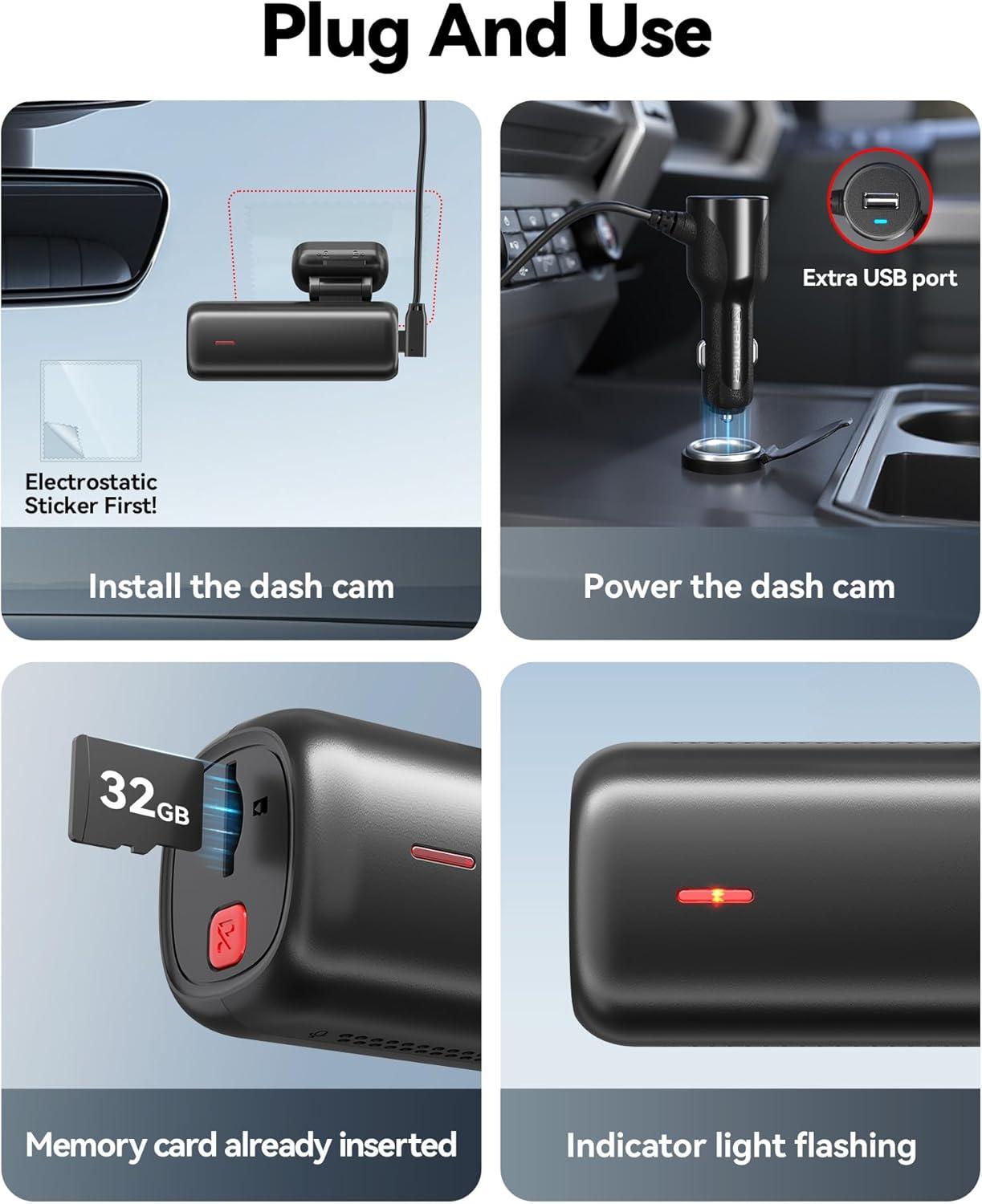 imageREDTIGER 4K Dash Cam Front ADAS Builtin WiFi GPS Mini Hidden Dash Camera for Cars with G Sensor 24H Parking Monitor Free 32GB Memory Card APP Control Loop Recording Night Vision F9 Lite