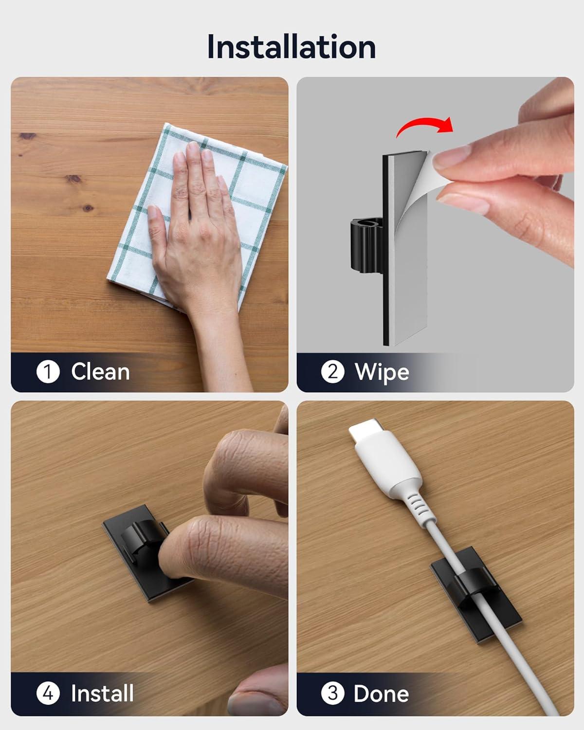 imageREDTIGER Cable Clips with Strong SelfAdhesive Easy for Installation Without Any residues and Damage Suitable for Inside The car  5 Pcs Black