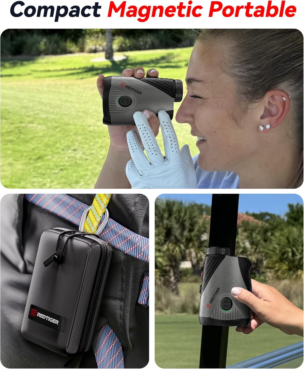 imageREDTIGER Golf Rangefinder 7X Magnification 1200 Yards Laser Range Finder with Slope Builtin Magnetic Bracket Flag Pole Locking VibrationRechargeable GolfVue Series 1 pro