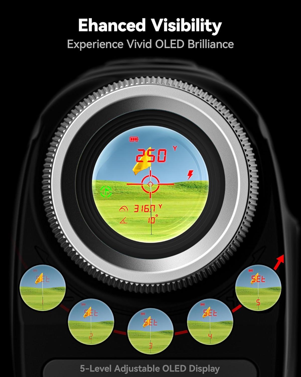 imageREDTIGER OLED Range Finder Golf with Slope 1200 Yards Laser Rangefinder Golfing 7X Magnification Range Finder Golf Magnetic Flag Lock Vibration ampamp Rechargeable