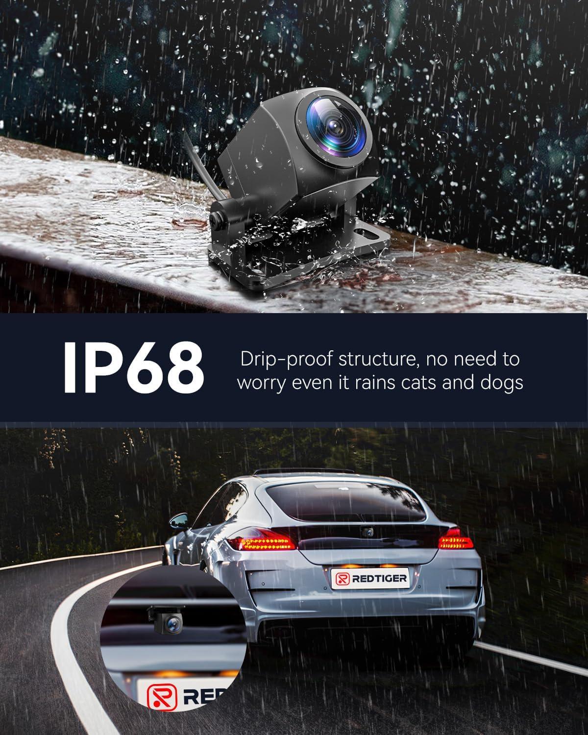 imageREDTIGER Original Rear Camera for Dash Cam Suitable for Redtiger Series Dash Cam 1080P Waterproof Backup Camera with Cable