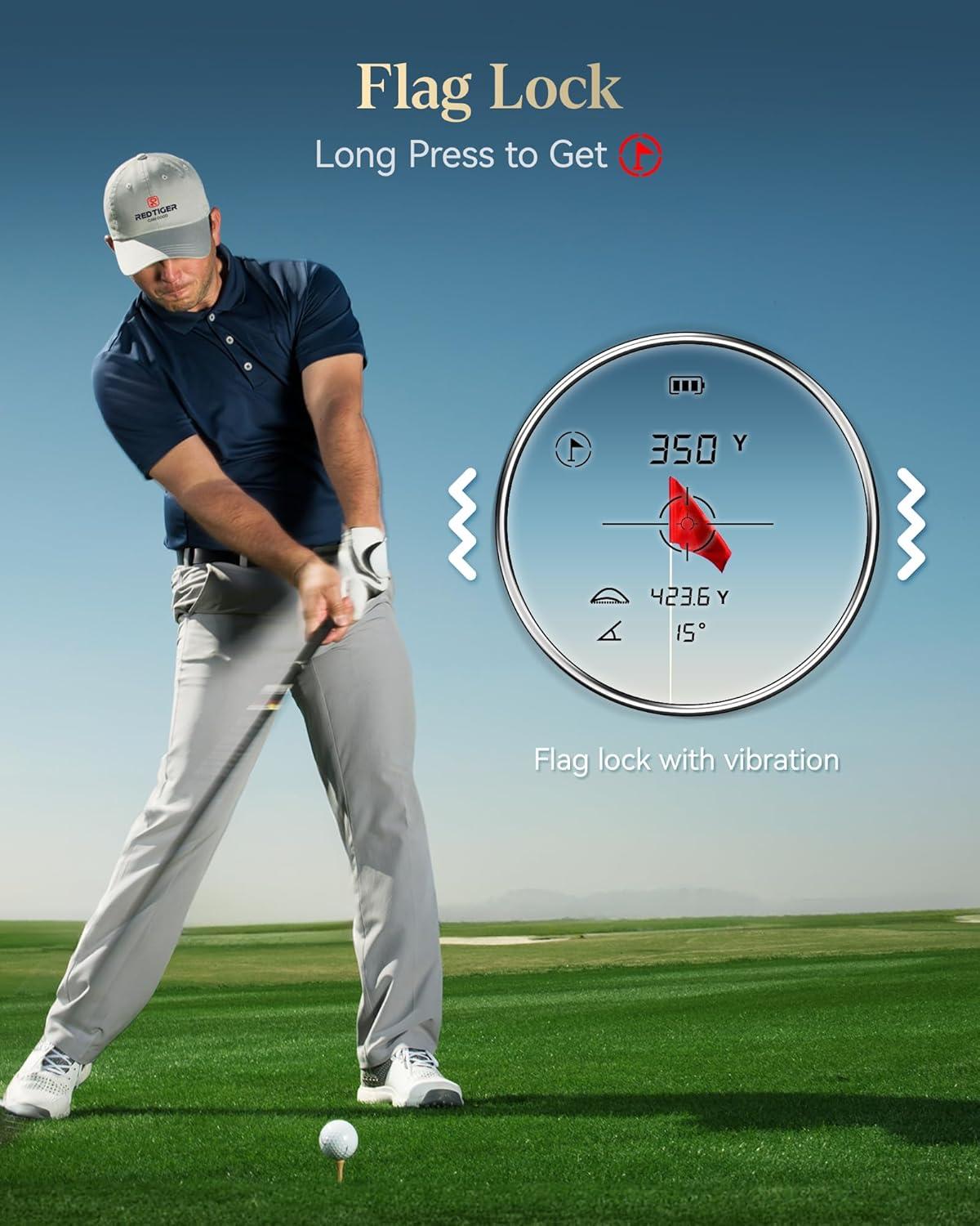 imageREDTIGER Range Finder Golf 1200 Yards Golf Rangefinder with Slope LightAdaptive Display 7X Magnification Flag Lock Vibration Rechargeable Laser Range Finder with Magnet GolfVue Series 2