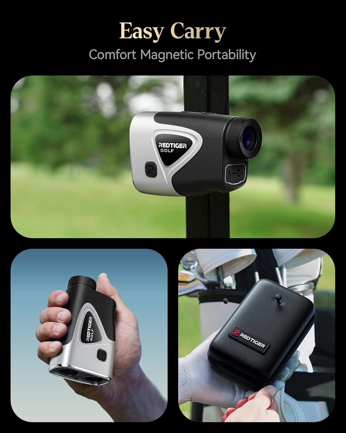 imageREDTIGER Range Finder Golf 1200 Yards Golf Rangefinder with Slope LightAdaptive Display 7X Magnification Flag Lock Vibration Rechargeable Laser Range Finder with Magnet GolfVue Series 2