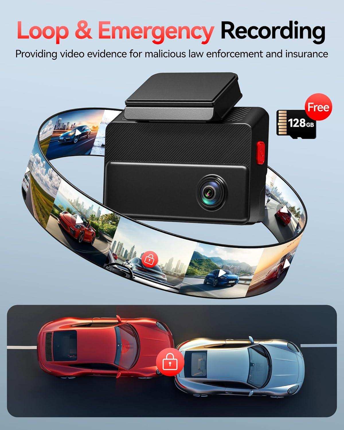 imageREDTIGER 530 AllRound 3 Channel Dash Cam 25K25K1080P Front Rear and Inside Triple Car Dash Camera include128GB Card Touch Screen IR Night Vision Builtin WiFi GPS Parking ModeVP20