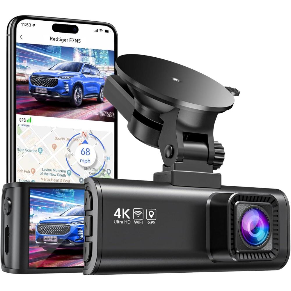 imageREDTIGER Dashcams 4K Car Camera Front UHD 2160P with WiFi GPS 316quot LCD Screen Dash Camera for Cars with Night Vision170 Wide Angle Dashboard Cam Recorder GSensor Parking Monitor