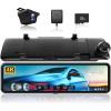 imageREDTIGER T700 Rear View Mirror Camera 11 4K UHD Front and 1080P Mirror Dash Cam Front and Rear GPSParking MonitorNight VisionSmart Reverse Parking AssistanceTouch Screen 32 GB Card
