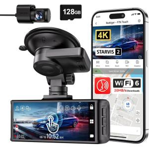 imageREDTIGER 4K Dash Cam Front and Rear STARVIS 2 Sensor Touch Screen 318quot 128GB Card Included Voice Control 58GHz WiFi Car Dash Camera GPS Night Vision Emergency Lock Parking Mode F7N Touch