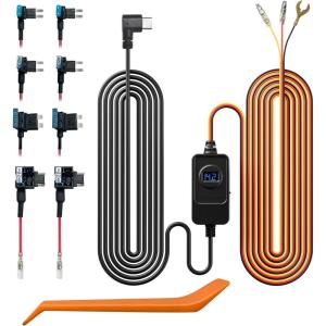 imageREDTIGER Dash Cam Acc MultiSize Hardwire Kit with Voltage Indicator for Dash Camera USB C Power Port 24H Parking Monitoring with Low Voltage Protection