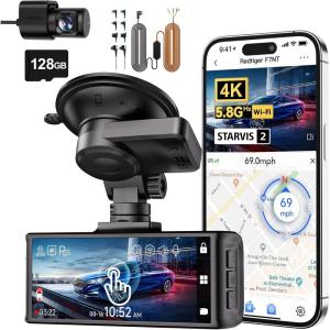 imageREDTIGER F7N Touch ampamp MultiSize Hardwire Kit 4K Dash Cam Front and Rear STARVIS 2 Sensor Touch Screen 318quot 128GB Card Included Voice Control 58GHz WiFi Car Dash Camera GPS Night Vision