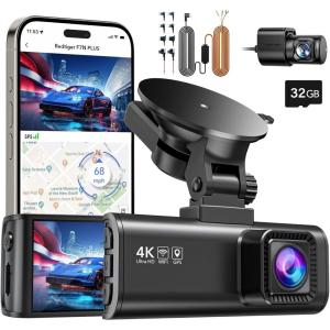 imageREDTIGER F7NP ampamp Dual Indicator Light Hardwire Kit 4K25K Full HD Dash Camera for Cars Included 32GB Card Builtin WiFi GPS 316 IPS Screen Night Vision 170Wide Angle