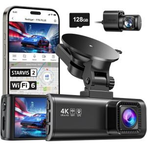 imageREDTIGER Dash Cam 4K Front and 1080P Rear STARVIS 2 Sensor 58GHz WiFi 20MBs GPS WDR amp HDR Night Vision 170Wide Angle Parking Mode Loop Recording with Emergency LockSD Card Not IncludedF7NP128GB